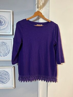 Chico's Deep Purple Crochet-Hem Tunic Top Chico’s Size 0 = US Size S
